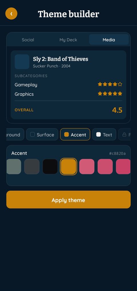 The Loredeck theme builder with a live preview of custom colors