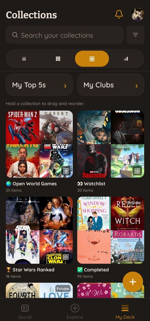 Loredeck My Deck — your tracked games, films, shows, books, and music in one place